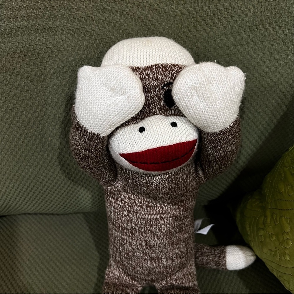 Maxx The Sock Monkey Stuffed Animal Plush Knit 2011 See No Evil Heathered Brown - Picture 3 of 6